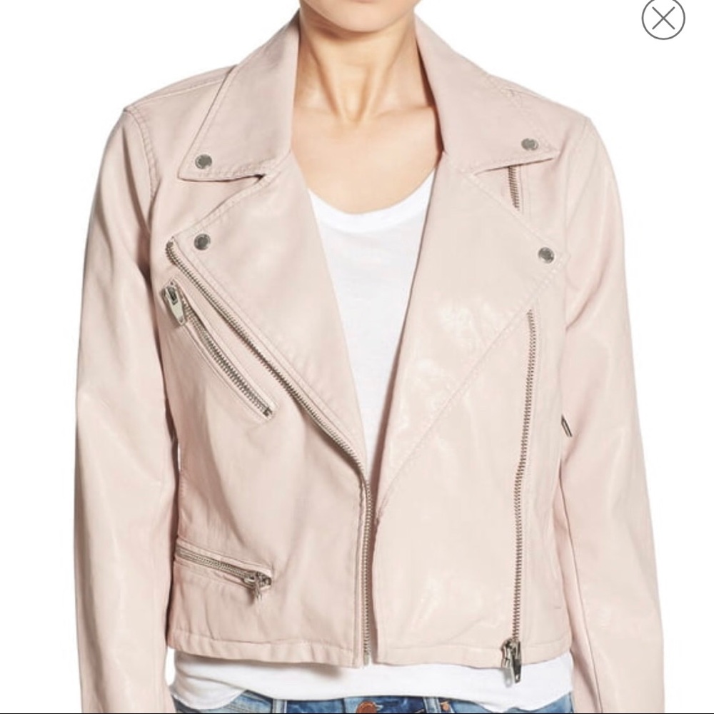 BLANKNYC Faux Leather Moto Jacket light pink
